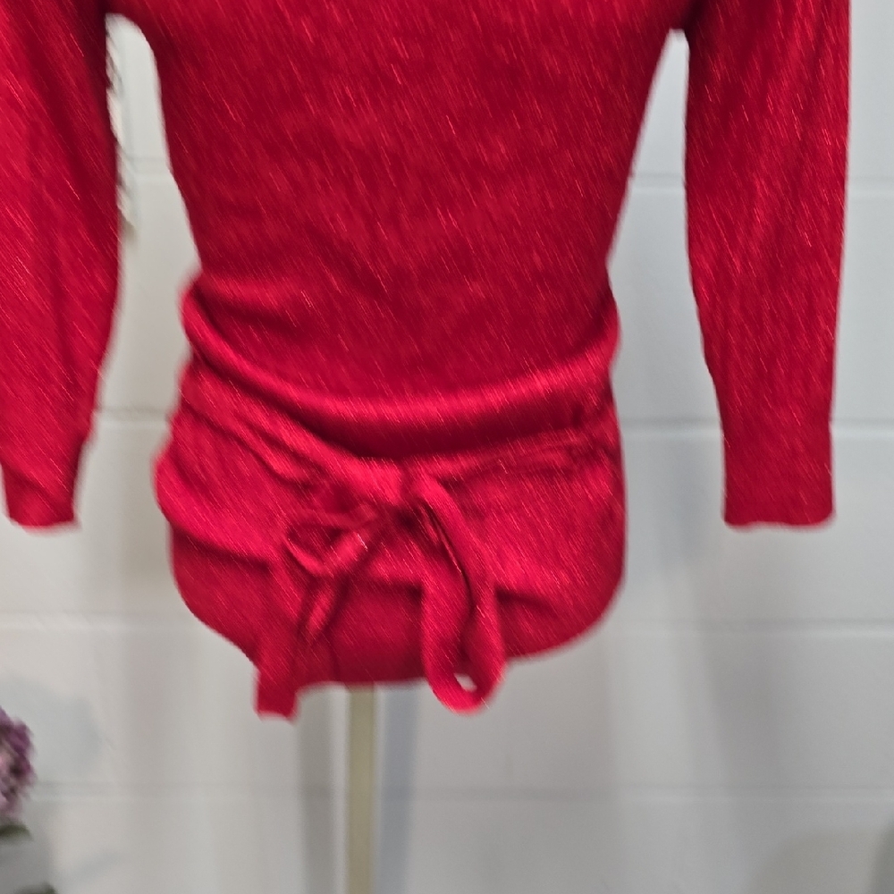 Byer California Vibrant Shimmery Red Cowl Neck Sweater - Picture 8 of 9